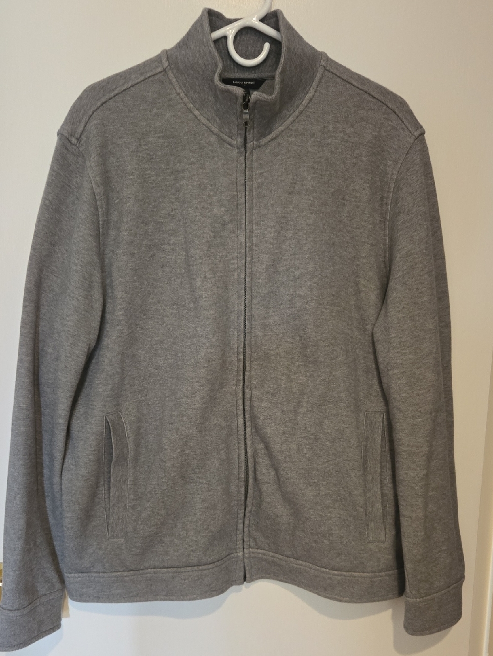 Banana Republic Gray Full-Zip Mock Neck Sweater Jacket